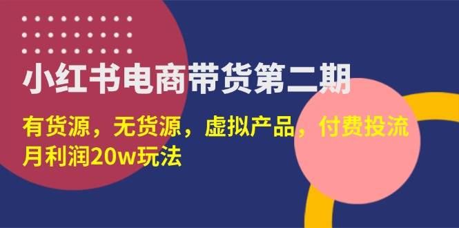 （14186期）小红书电商带货第二期，有货源，无货源，虚拟产品，付费投流，月利润20w_陌咲网