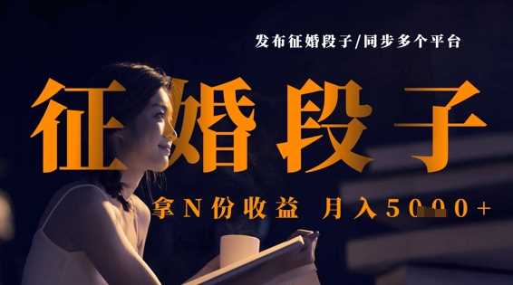 发布征婚段子，同步多个平台，拿N份收益，月入5k_陌咲网