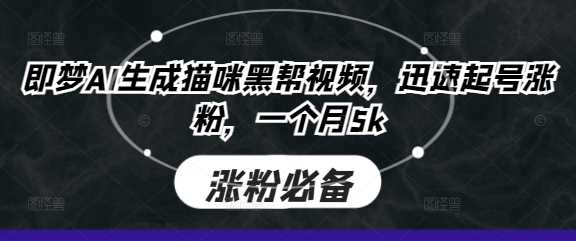 即梦AI生成猫咪黑帮视频，迅速起号涨粉，一个月5k_陌咲网