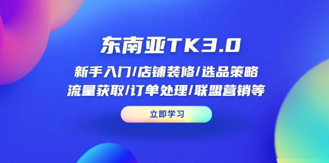 （14208期）东南亚TK3.0：新手入门/店铺装修/选品策略/流量获取/订单处理/联盟营销等_陌咲网