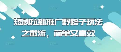 短剧拉新推广野路子玩法之截流，简单又高效_陌咲网