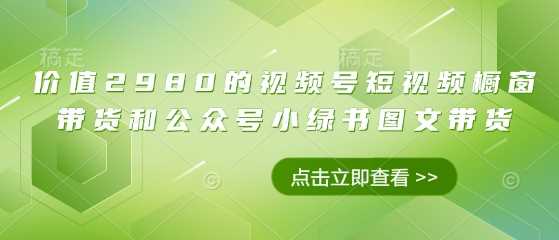 价值2980的视频号短视频橱窗带货和公众号小绿书图文带货_陌咲网