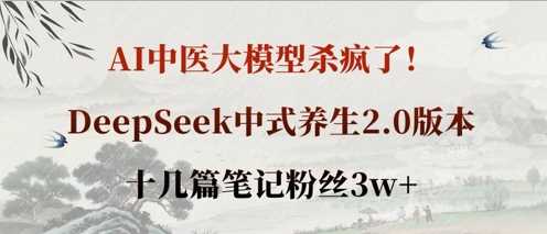 AI中医大模型杀疯了！DeepSeek中式养生2.0版本，十几篇笔记粉丝3w_陌咲网
