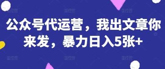 公众号代运营，我出文章你来发，暴力日入5张 【揭秘】_陌咲网