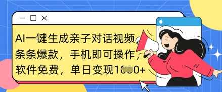 AI一键生成亲子对话视频，条条爆款，一部手机即可操作，单日变现数张_陌咲网