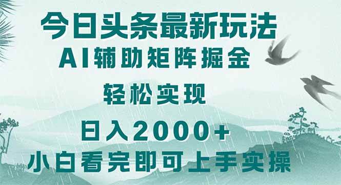 （14255期）今日头条2025最新玩法，思路简单，复制粘贴，轻松实现矩阵日入2000_陌咲网