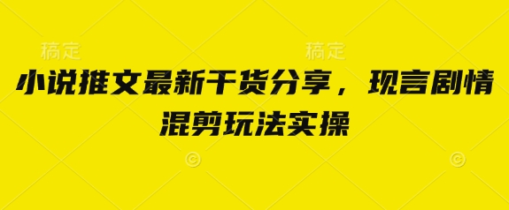 小说推文最新干货分享，现言剧情混剪玩法实操_陌咲网