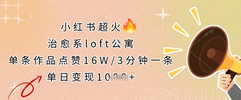 小红书超火的治愈系loft公寓，单条作品点赞16W，3分钟一条，单日变现数张_陌咲网