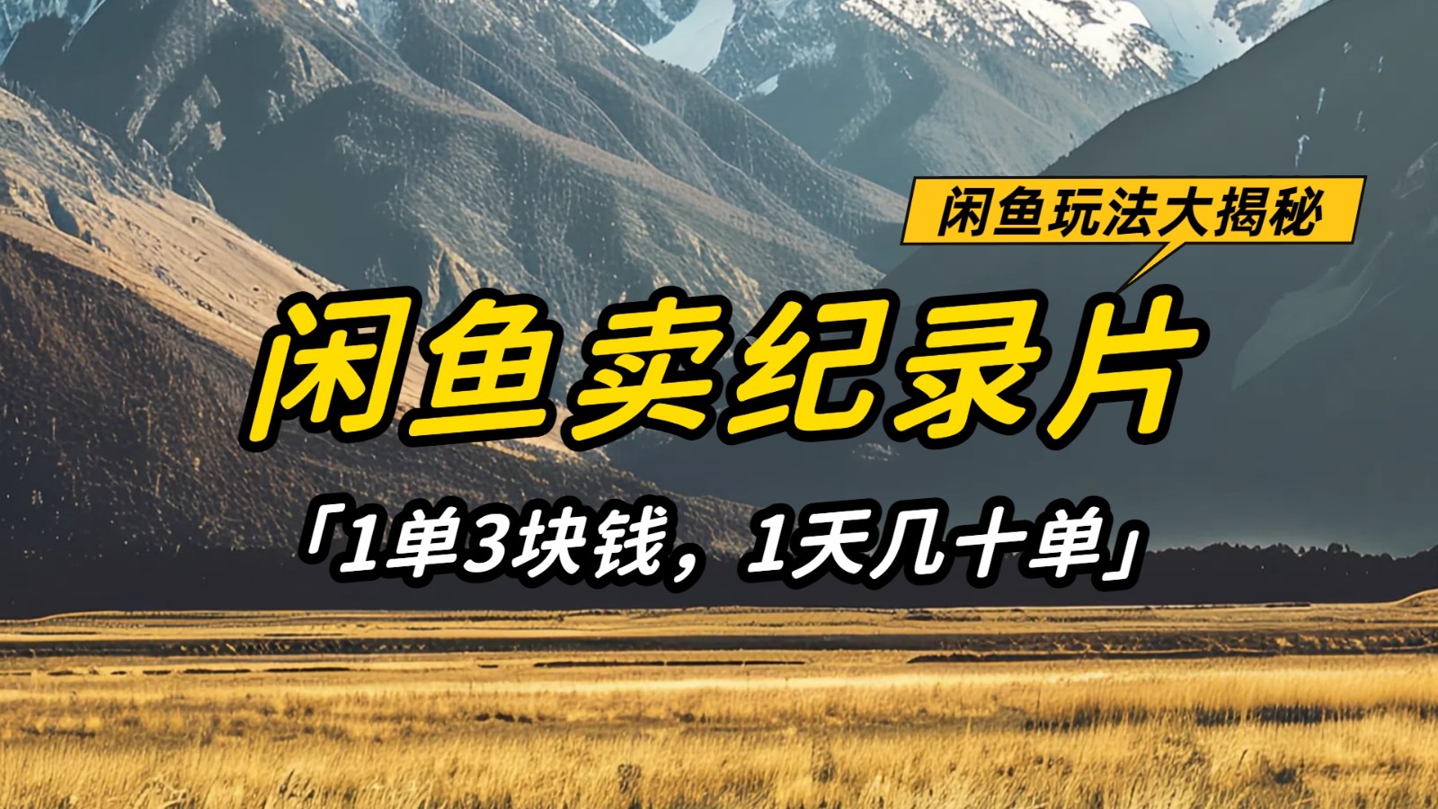 闲鱼卖纪录片，简单又赚钱的小项目，1单3块钱  1天几十单_陌咲网