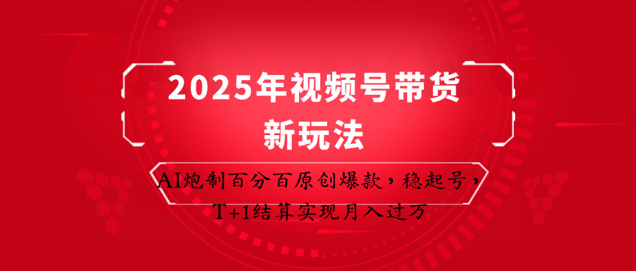 2025年视频号带货新玩法：AI炮制百分百原创爆款，稳起号，T 1结算实现月入过万_陌咲网