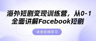 海外短剧变现训练营，从0-1全面讲解Facebook短剧_陌咲网