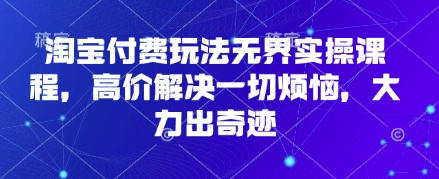 淘宝付费玩法无界实操课程，高价解决一切烦恼，大力出奇迹_陌咲网