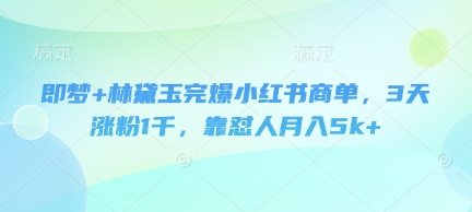 即梦 林黛玉完爆小红书商单，3天涨粉1千，靠怼人月入5k_陌咲网