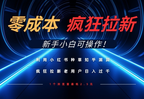 利用小红书种草知乎漏洞，零成本疯狂拉新日入数张，新手小白可操作_陌咲网
