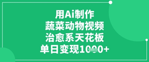 用Ai制作蔬菜动物视频，治愈系天花板，单日变现1k_陌咲网