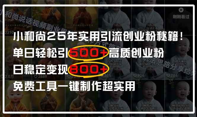 （14436期）小和尚2025年实用引流秘籍！单日轻松引500 高质量创业粉，日变现800 ，…_陌咲网