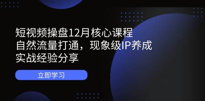 （14447期）短视频操盘12月核心课程：自然流量打通，现象级IP养成，实战经验分享_陌咲网