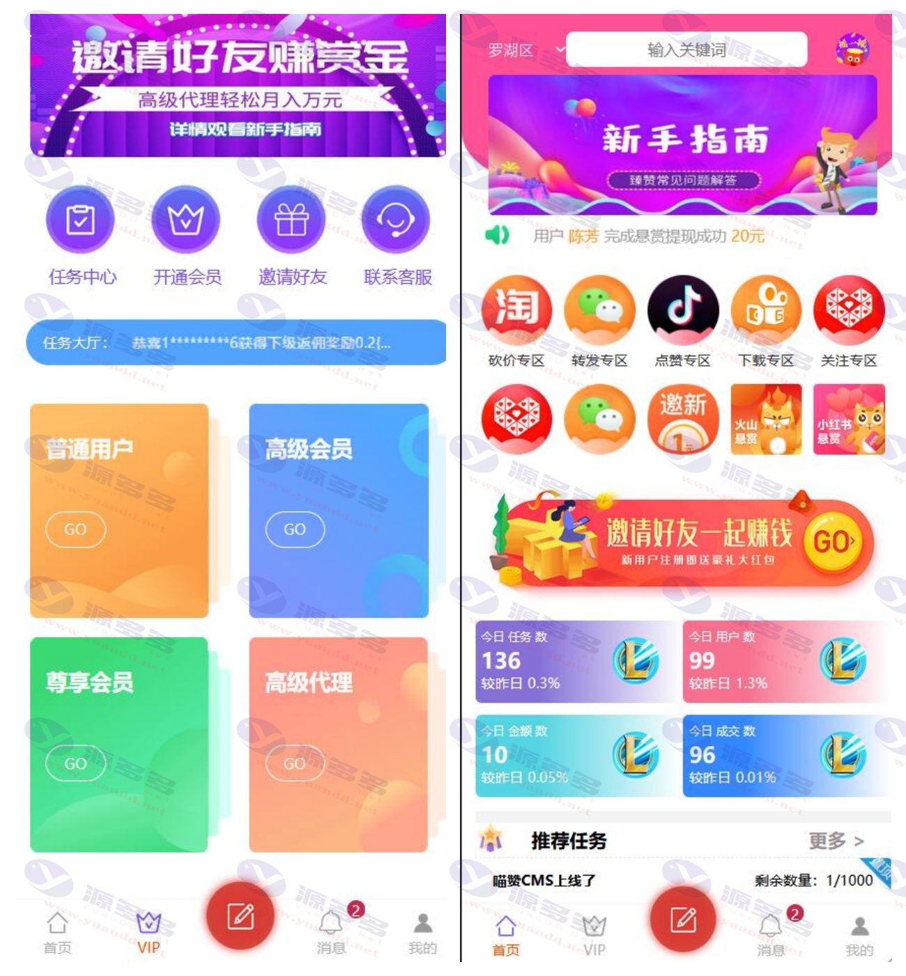 喵赞最新版源码：支持淘宝、拼多多、抖音、快手和小红书的点赞任务_陌咲网