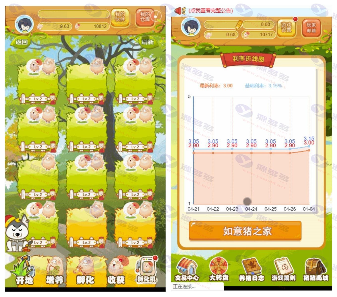 如意猪农场养殖游戏源码：龙猫传奇、吉祥兔、天鹅城理财复利游戏源码运营版330_陌咲网