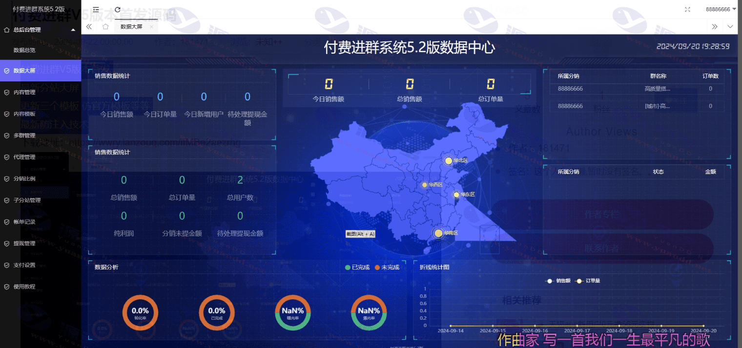付费进群V5破解版，分站大屏，更新三个模板仿官方模板等等，最新防注入技术_陌咲网