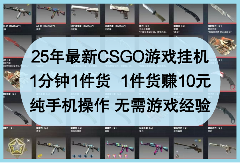 25年最新CSGO游戏挂机，1分钟1件货，1件货赚10元，纯手机操作，无需游戏经验_陌咲网