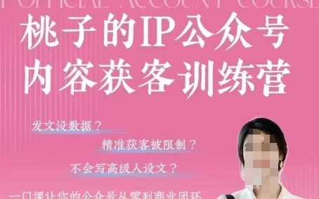 桃子IP公众号内容获客训练营(第3期)，一门让你公众号从0到商业闭环的课程_陌咲网