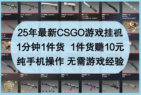25年最新CSGO游戏挂G，1分钟1件货，1件货挣10元，纯手机操作，无需游戏经验【揭秘】_陌咲网
