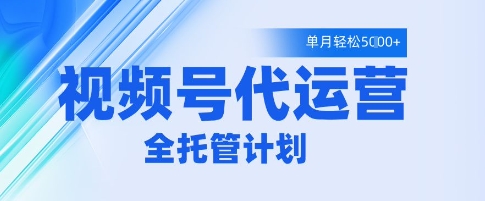 视频号代运营2.0，全程托管招募，单月轻松变现5k【揭秘】_陌咲网