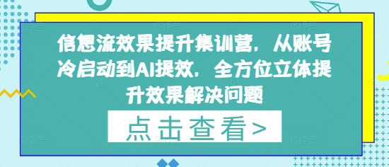 信息流效果提升集训营，从账号冷启动到AI提效，全方位立体提升效果解决问题_陌咲网