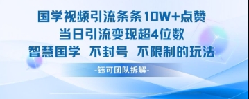 国学视频引流条条10W 点赞当日引流变现超4位数_陌咲网