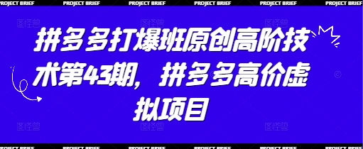 拼多多打爆班原创高阶技术第43期，拼多多高价虚拟项目_陌咲网