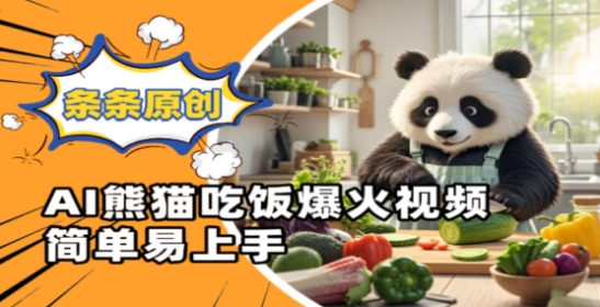 Ai熊猫吃饭爆火视频，条条原创，简单易上手_陌咲网