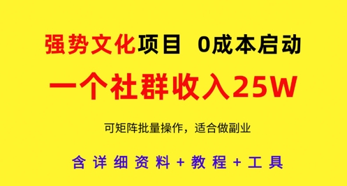 强势文化项目，一个社群收入25个W，0成本启动，可矩阵批量操作，原创详细实操教程_陌咲网