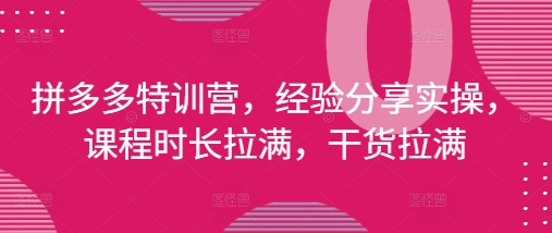 拼多多特训营，经验分享实操，课程时长拉满，干货拉满(更新25年4月)_陌咲网