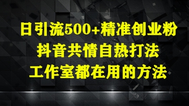 日引流500 精准创业粉，抖音共情自热打法，工作室都在用的方法_陌咲网