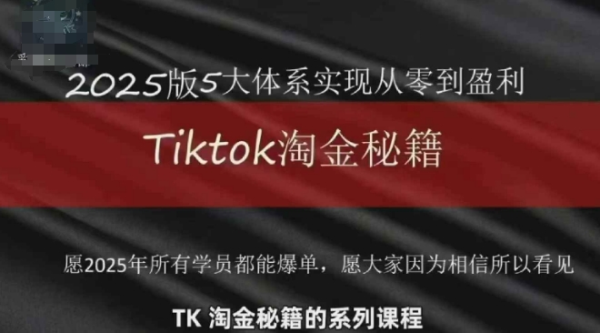 TikTok跨境2025淘金秘籍，?2025TikTok从0到盈利变现_陌咲网