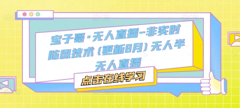 宝子哥·无人直播-非实时防风技术(更新25年5月)无人半无人直播_陌咲网