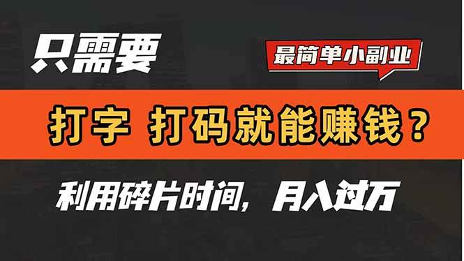（14673期）只需要打字，打码，就能赚钱？简单的赚钱小副业，利用碎片时间，月入过万_陌咲网
