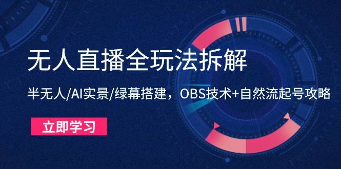 （14684期）无人直播全玩法拆解：半无人/AI实景/绿幕搭建，OBS技术 自然流起号攻略_陌咲网