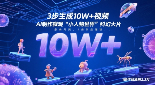 3步生成10W+视频，AI制作微观“小人物世界”科幻大片，条条万赞，1条作品涨粉2.3W_陌咲网